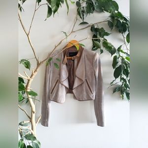 BCBGMaxAzria Sloan Faux Suede Cropped Moto Jacket in Moss Size Small Retail $300